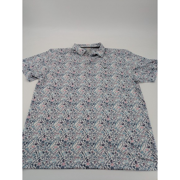Callaway Golf Polo Mens XL Multicolor‎ Opti-Dri Allover Print Drinks/Cocktails - Picture 1 of 8